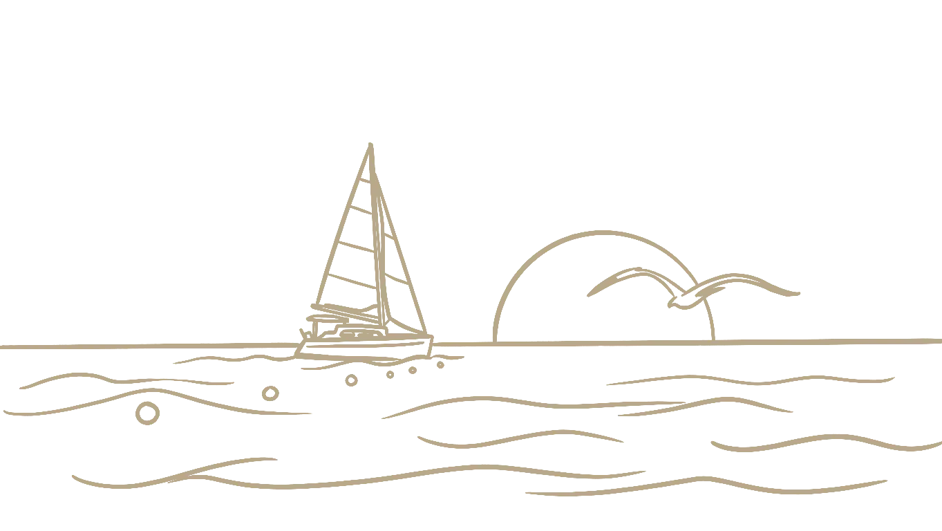 Sailboat on the sea at sunset
