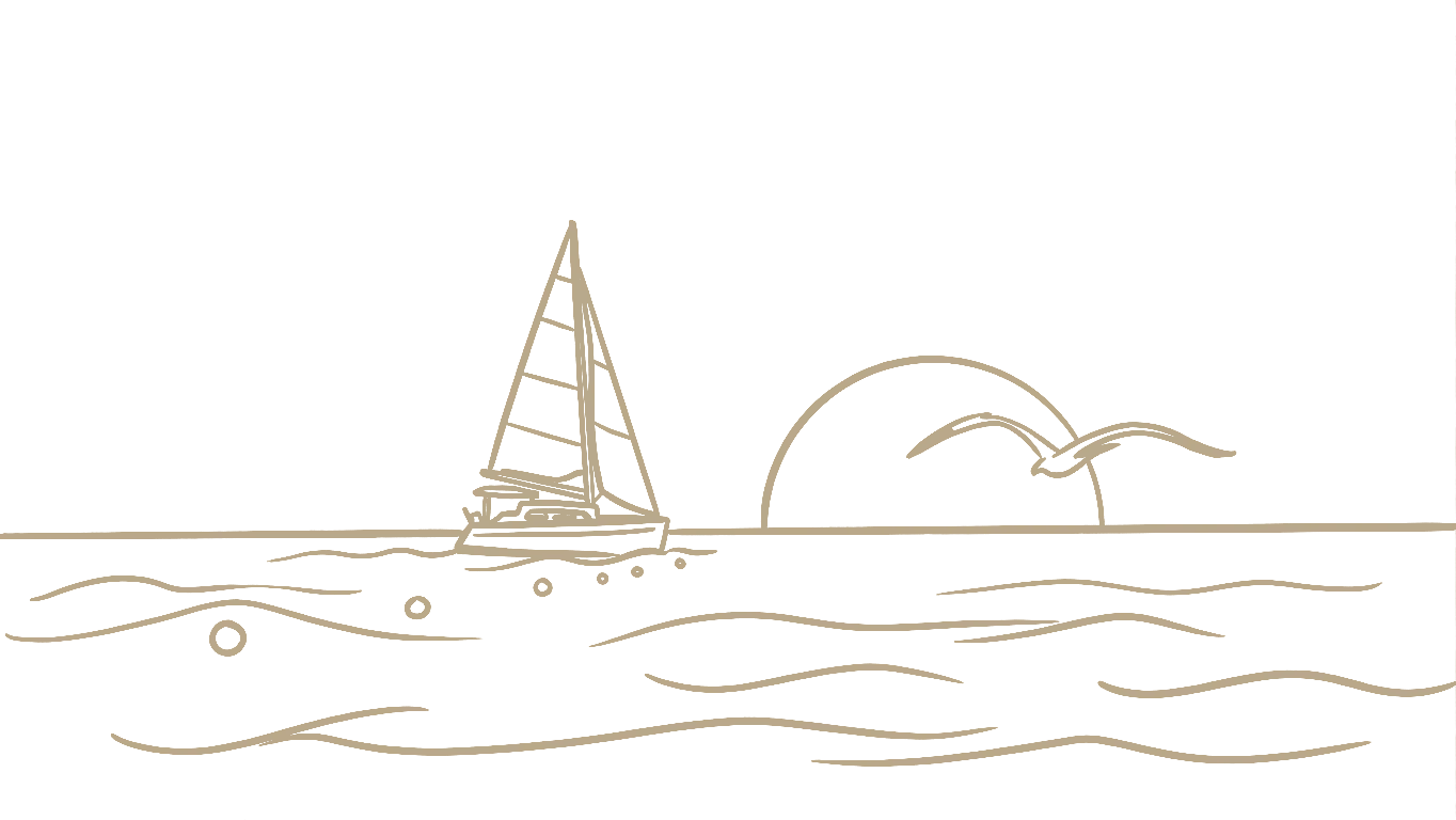Sailboat on the sea at sunset